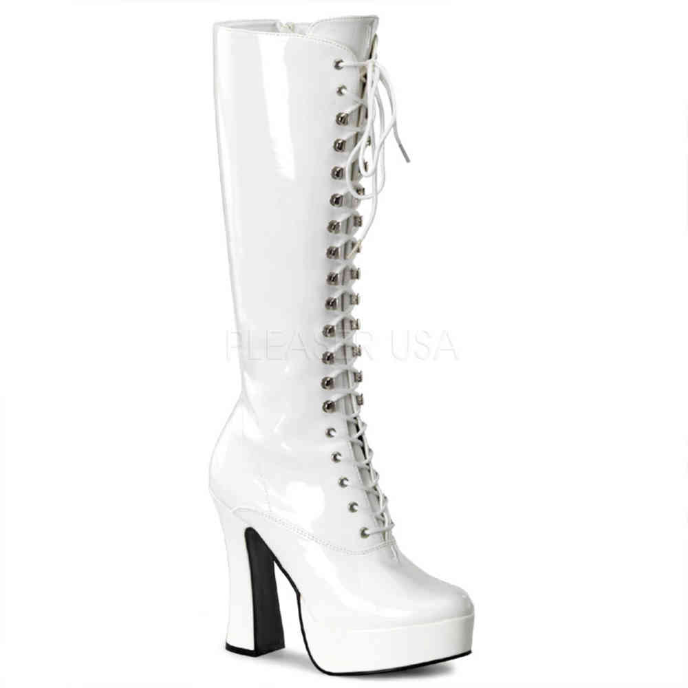 Pleaser - ELECTRA-2020 Botte au genou - Blanc